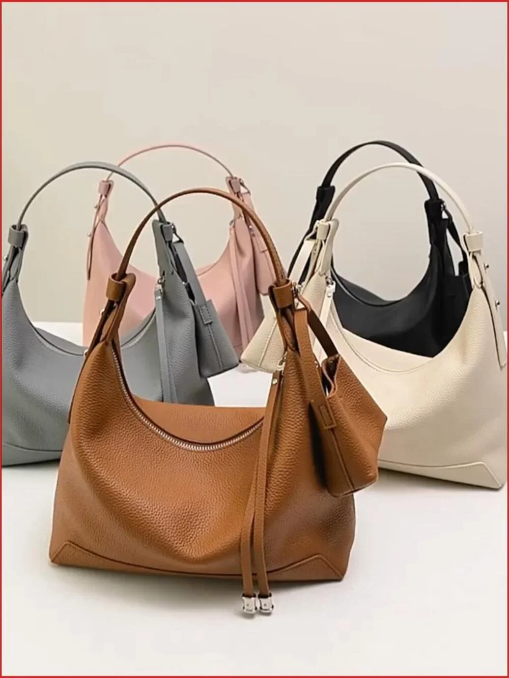Genuine Leather Crossbody Bag - Slouchy Hobo Purse with Adjustable Strap